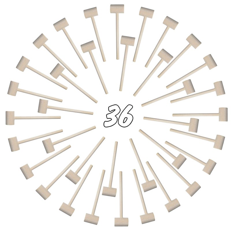 TDOCK 36 Pieces Mini Wooden Hammers Gavel Toy for Kids  Natural Wood Crab Lobster Seafood Mallets - Image 1